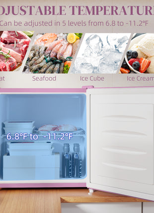 1.1 Cu.Ft Countertop Mini Freezer, Compact Upright Freezer with Removable Shelves, Pink