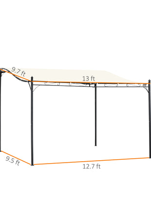 10' x 13' Outdoor Pergola Gazebo, Steel Patio Canopy with Weather-Resistant Fabric and Drainage Holes, Cream White