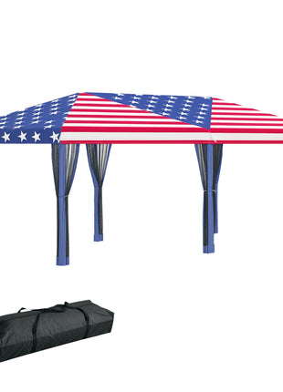 10'x20' Pop Up Party Tent Gazebo Wedding Canopy with 6 Sidewalls, American Flag