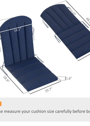 Set of 4 Outdoor Chair Cushions, High Back Adirondack Chair Cushion with Ties, High-Density Foam, Navy Blue