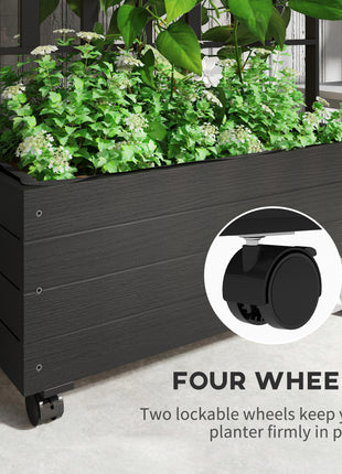 Raised Garden Bed with Trellis and Wheels, Outdoor Planter Wooden Elevated Garden Bed for Garden, Patio, Balcony