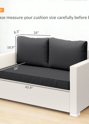 2 Seat Patio Furniture Cushions, Thick Outdoor Loveseat Cushion Set with Removable Cover, 46x26x5 in, Black