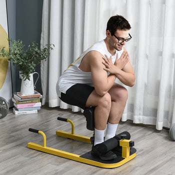 3-in-1 Padded Push Up Sit Up Deep Sissy Squat Machine Home Gym Fitness Equipment, Yellow