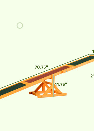 Wooden Dog Agility Seesaw for Balance Training and Exercise, Platform Equipment Run Game Toy, Weather Resistant Pet Supplies, for Outdoor Backyard, 71" L x 12" W x 12" H, Natural