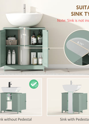 Bathroom Vanity Cabinet, Under Sink Bathroom Cabinet with 2 Doors and Adjustable Shelf, Dark Green