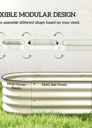 6.4' x 2' x 1' Galvanized Raised Garden Bed Kit, Metal Planter Box with Safety Edging, Cream
