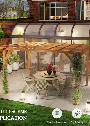 10' x 13' Wood Pergola, Outdoor Gazebo Grape Trellis with Stable Structure for Climbing Plant Support, Dark Brown