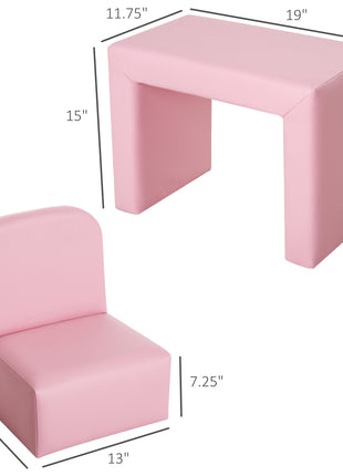 2-in-1 Convertible Table and Chair Set for Boys Girls for Boys Girls, Pink