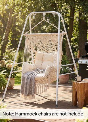 Hammock Chair Stand  Indoor and Outdoor Use with Anti-Slip Foot Pads, 2 Carabiners, White