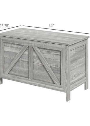 Storage Chest, Farmhouse Lift Top Box Organizer with Safety Hinge, for Bedroom, Entryway, Living Room, Gray Wood Grain