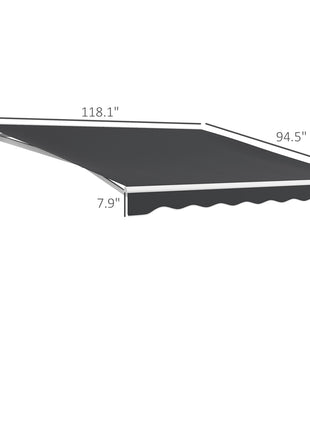 10' x 8' Electric Retractable Awning, Sun Shade Shelter，Remote Controller and Crank Handle for Deck, Balcony, Yard,