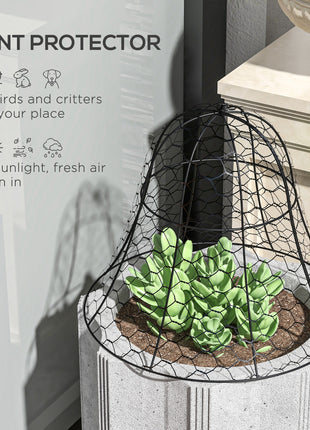 6 Pack Garden Cloches for Plants, 16" x 13" Metal Crop Cage, Plant Cages to Keep Animals Out, Black