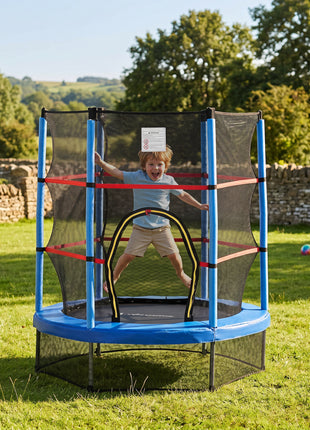 Φ5FT Kids Trampoline with Enclosure Net for Age 3 to 6 Years Blue