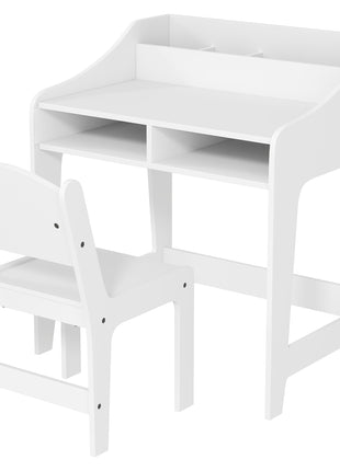 Kids Desk and Chair Set with Storage and Shelves, for Bedroom & Study Room, Gift for 3-8 Years Old, White