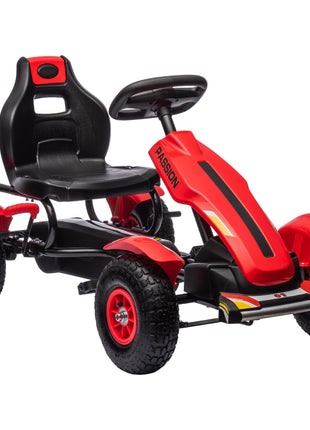 Kids Pedal Go Kart W/ Adjustable Seat, Rubber Wheels, Red