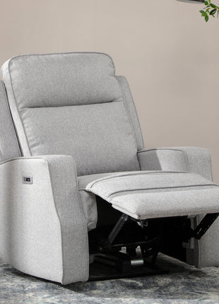 Electric Power Recliner, Wall Hugger Armchair with USB Charging Station, Sofa Recliner with Linen Upholstered Seat and Retractable Footrest, Gray