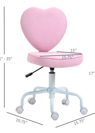 Heart Love Shaped Back Design Office Chair with Adjustable Height, Pink