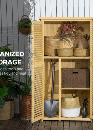 5' x 3' Wooden Garden Storage Shed, Sheds & Outdoor Storage with Asphalt Roof & 2 Large Wood Doors with Lock, Natural