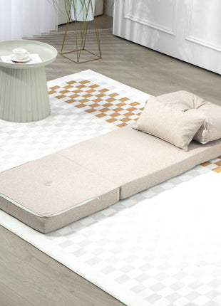 Floor Chair, Convertible Floor Sofa Bed, Folding Upholstered Couch Bed with Adjustable Backrest, Beige