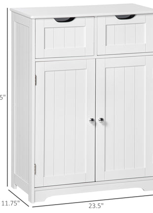 Freestanding Bathroom Storage Cabinet, Floor Cabinet with 2 Drawers, Adjustable Shelf, for Bathroom, Living Room or Entryway, White