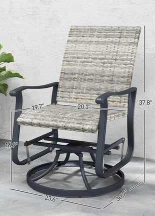 Wicker Rattan Swivel Patio Glider Chair Set of 2, Outdoor Glider Chair with Steel Frame, High Back, Armrests, Yellow