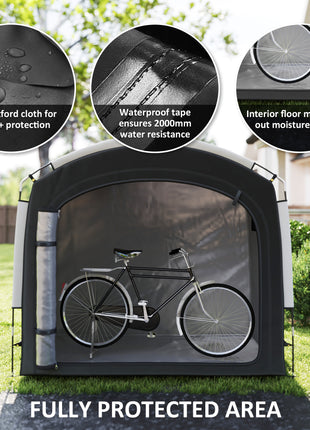 Bike Storage Shed Tent, Portable and Waterproof with 210D Oxford Fabric and Carry Bag for 3-4 Bicycles, Black