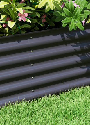 7.9' x 2' x 1.4' Galvanized Raised Garden Bed Kit, Metal Planter Box with Safety Edging, Dark Gray