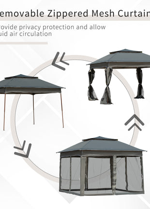 11x11 Outdoor Canopy, Portable Gazebo with Zipper Netting & Carry Bag Perfect for Backyard, Patio, Garden, Camping, Dark Gray