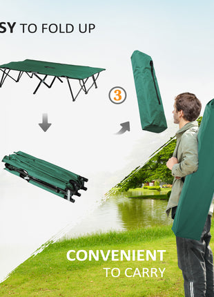 2 Person Folding Camping Cot for Adults, 50" Extra Wide Outdoor Portable Sleeping Cot with Carry Bag, Elevated Camping Bed, Beach Hiking, Green
