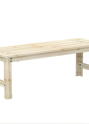 2-Seat Wood Garden Bench, Patio Bench Outdoor Bench with Slatted Seat, Backless Front Porch Bench for Park, Garden, Poolside, Deck, Nature Wood