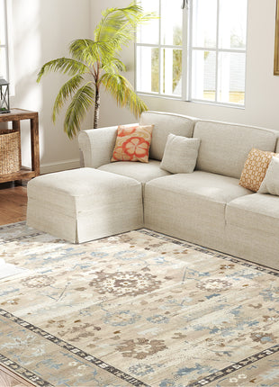 6x9 Area Rug, Indoor Boho Machine Washable Carpet for Living Room, Bedroom, Dining Room, Kitchen, Blue