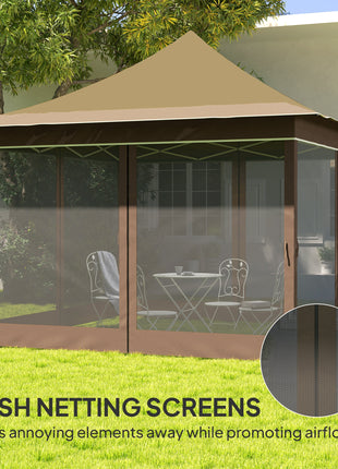 12 x 12 ft. Canopy Tent with Mesh Netting, UPF50+ Pop Up Tent with Carry Bag for Garden, Patio, Beige