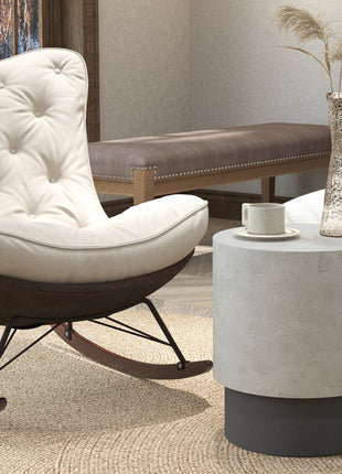 Lightweight Accent Table with Concrete Finish, Round Side Table with 4 Adjustable Feet for Indoor, Outdoor, Gray