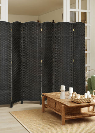 Folding Room Divider Screen 6 Panel 5.6 ' Tall Privacy Screen Freestanding Room Partition for Home Office, Black