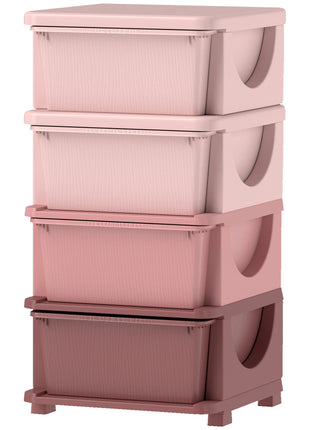 30" 4 Tier Kids Storage Unit Dresser Tower w/ 4 Drawers, Pink