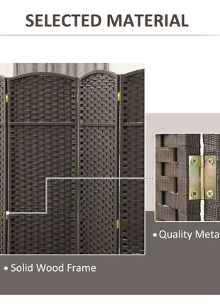 Folding Room Divider Screen 4 Panel 5.6 ' Tall Privacy Screen Freestanding Room Partition for Home Office, Brown