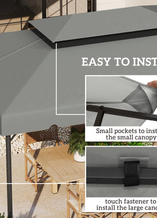 Model 84C-101 or 84C-144 13' x 10' Gazebo Replacement Canopy, Gazebo Top with Double Vented Roof (TOP ONLY), Gray