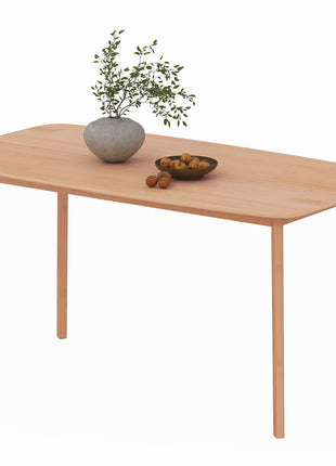 Pine Wood Dining Table for 6, 59" Rustic Rectangular Kitchen Table with Large Tabletop for Dining Room, Natural