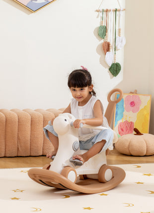 Rocking Horse for Toddlers 1-3 Years, 4-in-1 Baby Rocking Horse with Detachable Balance Board and Push Handle, Brown