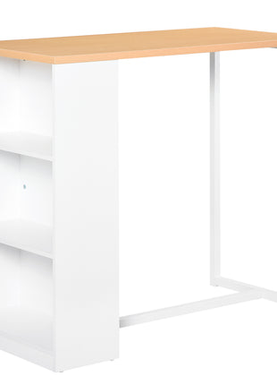Modern Bar Table Counter Height Dining Table with 3 Storage Shelves for Kitchen, Dining Room, Living Room, White