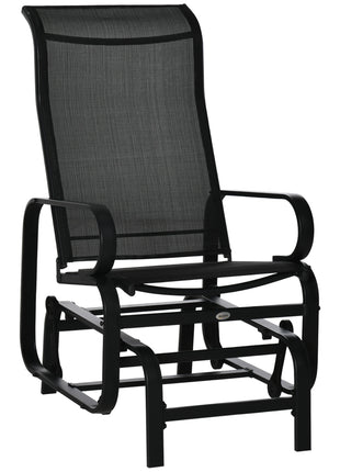 Outdoor Patio Sling Fabric Swing Glider Rocker Chair with Smooth Rocking Arms, Black