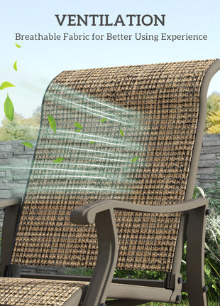 Outdoor Glider Chair Patio Glider Swing Chair with Mesh Seat, Steel Frame for Backyard, Garden, Porch, Light Mixed Brown