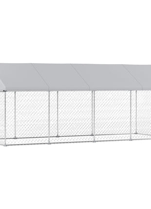 Heavy Duty Outdoor Dog Kennel with Waterproof Roof, Secure Latch, Chain Link Dog Run for Backyard, 20' x 7.5' x 8'