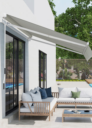 8' x 7' Retractable Sunshade Awning for the Patio with Easy Crank Design & Hardware Included, Gray