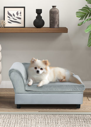 Luxury Fancy Dog Couch with Hidden Storage, Small Dog Sofa Bed with 2" Soft Foam, Modern Pet Furniture for Puppies & Little Breeds, Pale Gray