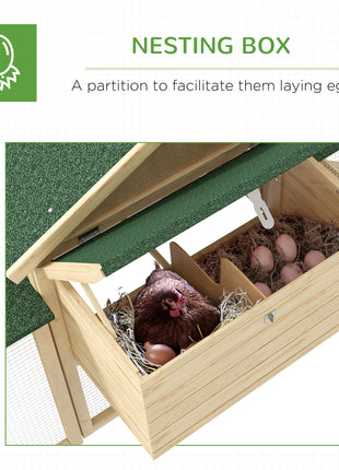 Wooden Chicken Coop ith Nesting Box, Double Runs, Removable Tray, Ramps, for Garden Backyard