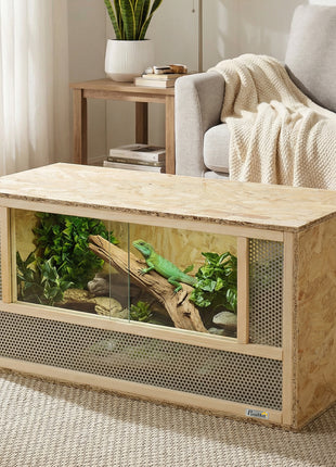 Wooden Reptile Terrarium with Sliding Door for Chameleon, Lizard, Snake, Frog, Turtle, 31.5" x 15.7" x 15.7"