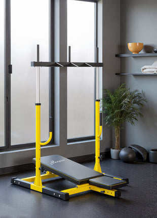 Vertical Leg Press Machine with Adjustable Leg, Back, and Head Positions, 1" Standard Plate Compatible, Yellow