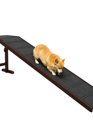 Dog Ramp for Bed, Pet Ramp for Dogs with Non-Slip Carpet and Top Platform, 74" x 16" x 25", Brown