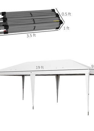 10' x 19.2' Outdoor Gazebo Pop Up Canopy Party Tent with Carrying Bag, White